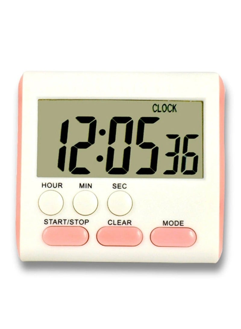 Digital Kitchen Timer With Silent/Loud Alarm Clock, Countdown/Countdown, 24-Hour Clock And Alarm Function, Suitable For Children And Teachers To Cook (Pink) - Image 3